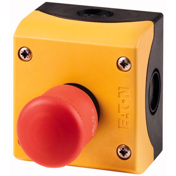 Housing, Controlled stop pushbuttons/emergency-stop buttons, Mushroom-shaped, 38 mm, Non-illuminated, Pull-to-release function, 1 NC, 1 N/O, Screw con image 1