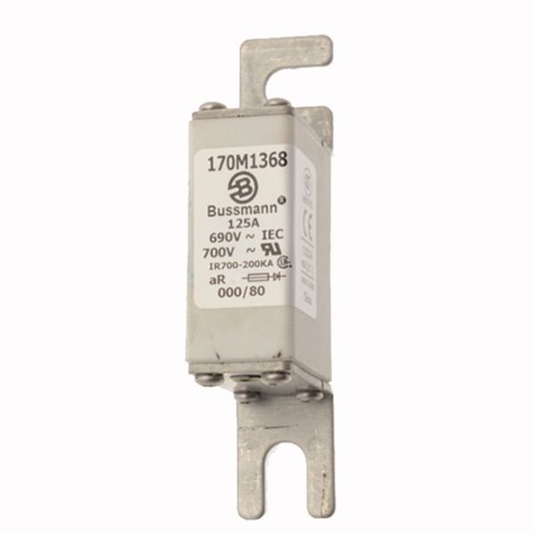 Fuse-link, high speed, 125 A, AC 690 V, DIN 000, 21 x 40 x 100 mm, aR, DIN, IEC, single indicator image 2