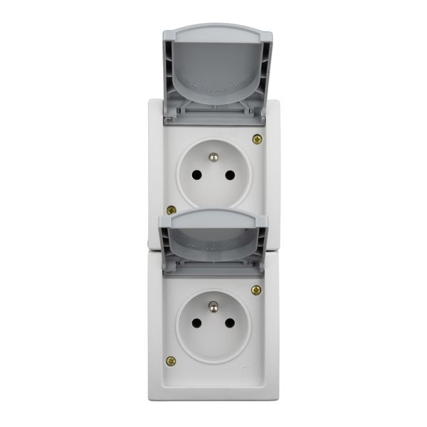 Vertical combination two-gang pin socket outlet, VISIO IP54 image 1