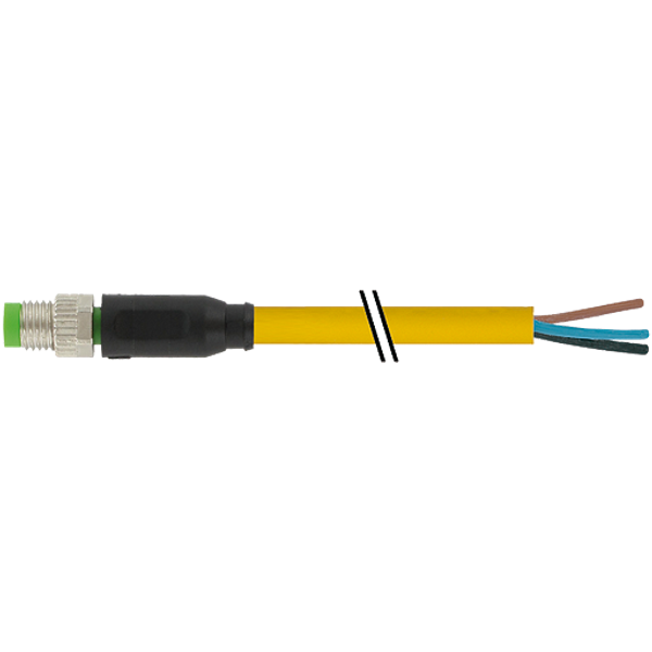 M8 male 0° A-cod. with cable PUR 3x0.25 ye UL/CSA+robot+drag ch. 10m image 1