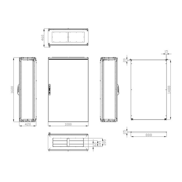 Compact enclosure 1 door IP65 H=1600 W=1000 D=400 mm image 3