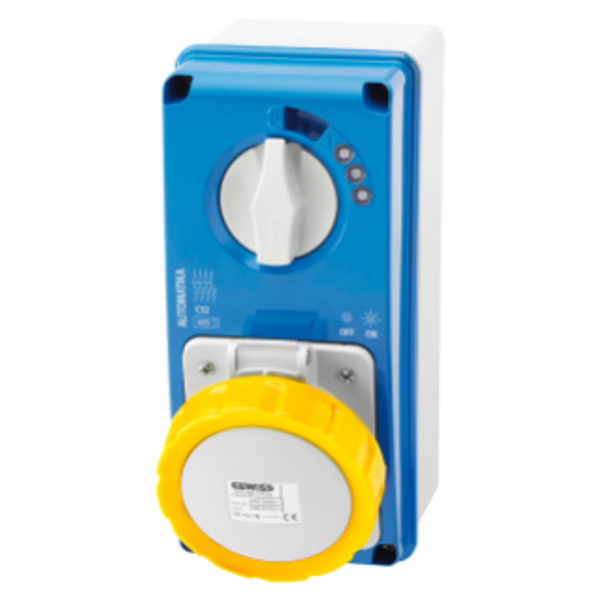 VERTICAL FIXED INTERLOCKED SOCKET OUTLET - AUTOMATIKA - MT 6KA CURVE C - WITH BOTTOM - 2P+E 32A 110V 4H - IP67 image 1