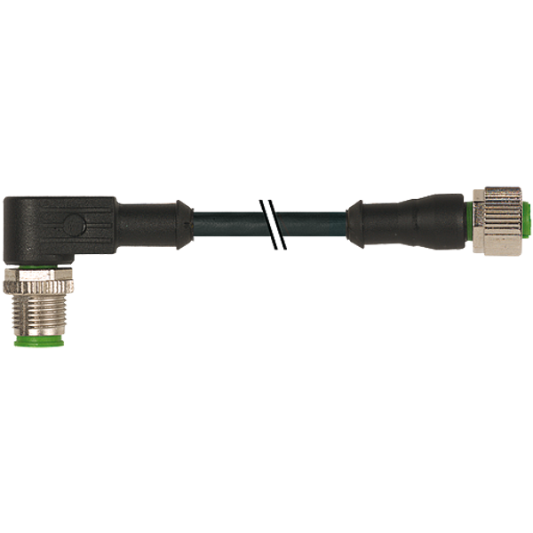 M12 male 90° / M12 female 0° A-cod. PUR 4x0.34 bk UL/CSA+drag ch. 18m image 1