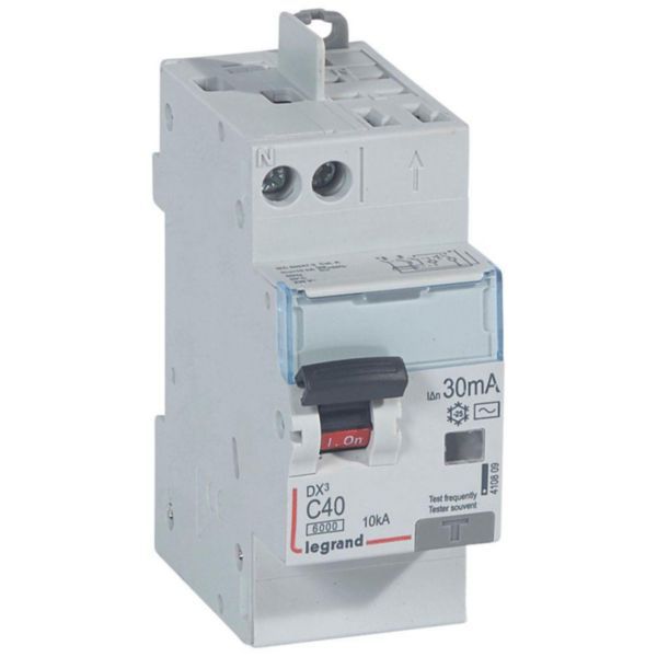 Monoblock differential circuit breaker DX³6000 10kA high screw inlet automatic high outlet U+N 230V~ - 40A - typeAC 30mA image 1