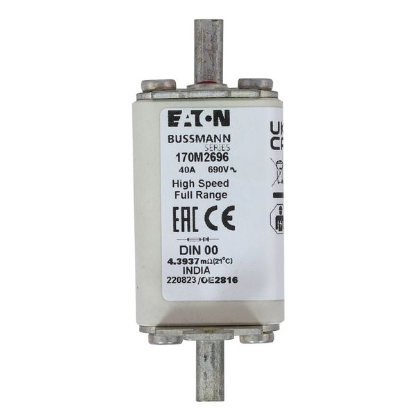 Fuse-link, high speed, 40 A, AC 690 V, DIN 00, 30 x 60 x 79 mm, gR, DIN, IEC, single indicator image 8