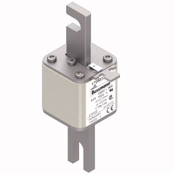 Fuse-link, high speed, 63 A, AC 690 V, compact DIN 1, 45 x 58 x 134 mm, aR, DIN, IEC, single indicator, 80 mm centres image 3