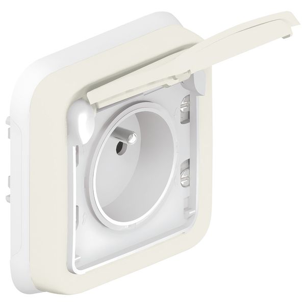 Socket outlet Plexo IP 55 - Fr std - 2P+E + shutters - flush mounting - white image 1