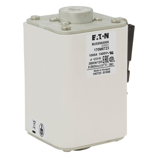 Fuse-link, high speed, 1000 A, AC 1400 V, size 3, 76 x 92 x 125 mm, aR, IEC, single indicator image 24