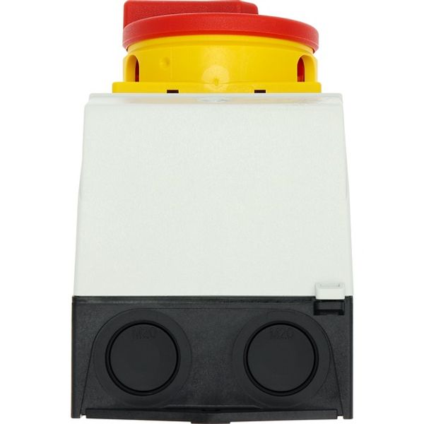 Main switch, T0, 20 A, surface mounting, 4 contact unit(s), 6 pole, 2 N/O, Emergency switching off function, With red rotary handle and yellow locking image 14