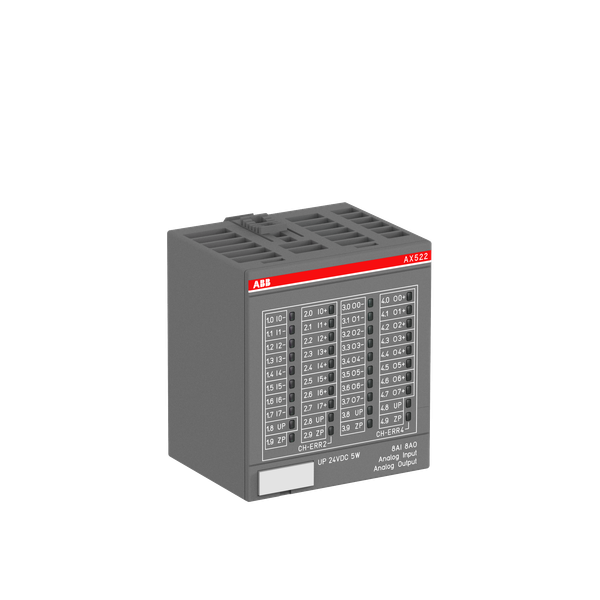 Analog input/output module. 8 AI: U, I, RTD. 4 AO: U, I. 4 AO: U (AX522) image 1