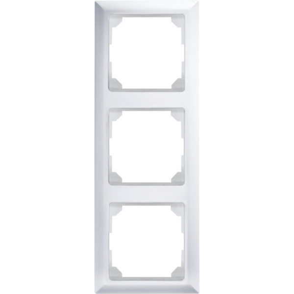 Triple universal frame for wireless pushbuttons, white image 1