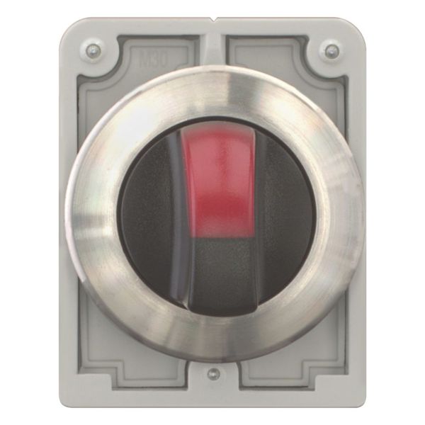 Illuminated selector switch actuator, RMQ-Titan, with thumb-grip, momentary, 2 positions, red, Front ring stainless steel image 9