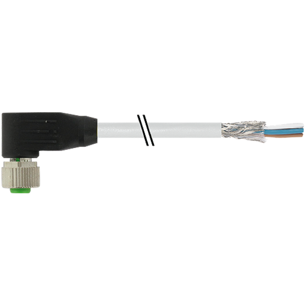 M12 fem. 90° A-cod. with cable PUR 5x0.34 shielded gy+drag-ch 2m image 1