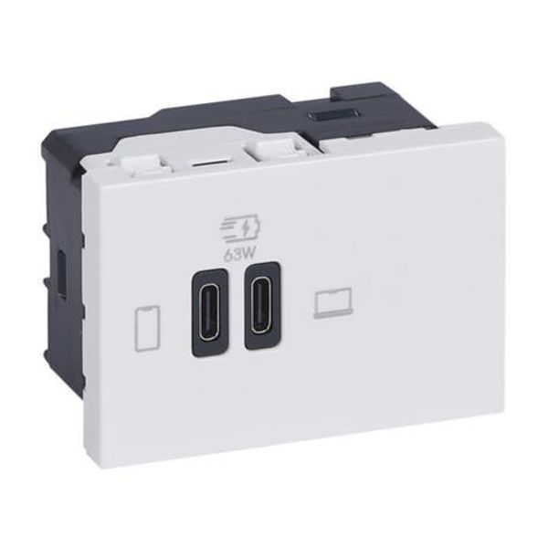 Mosaic™ - USB charger 3mod 63W C+C power delivery white image 1