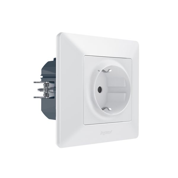 IN WALL CONNECTED POWER OUTLET SCHUKO STANDARD AUTO TERM. 16A VALENA LIFE WHITE image 1