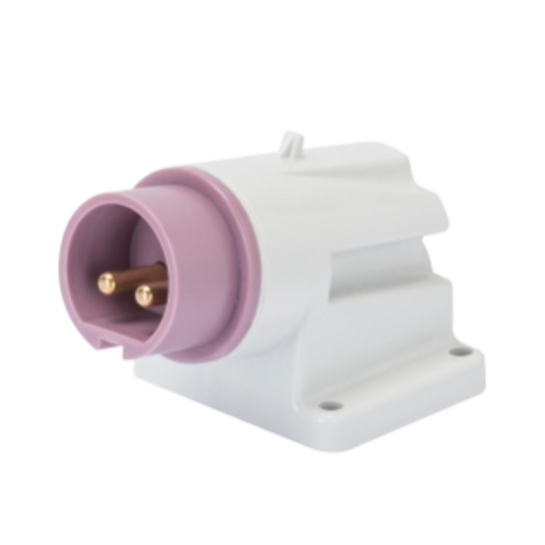 90° ANGLED SURFACE MOUNTING INLET - IP44 - 2P 32A 20-25V 50-60HZ - VIOLET - n.r. - SCREW WIRING image 1