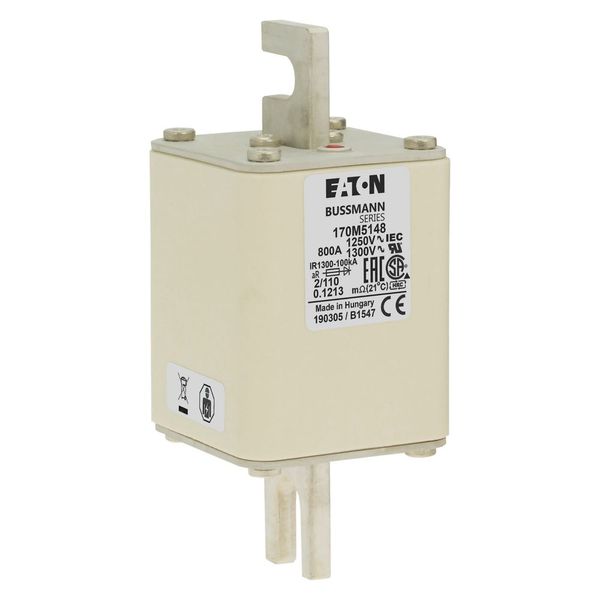 Fuse-link, high speed, 800 A, AC 1250 V, size 2, 61 x 75 x 138 mm, aR, DIN, IEC, single indicator image 17