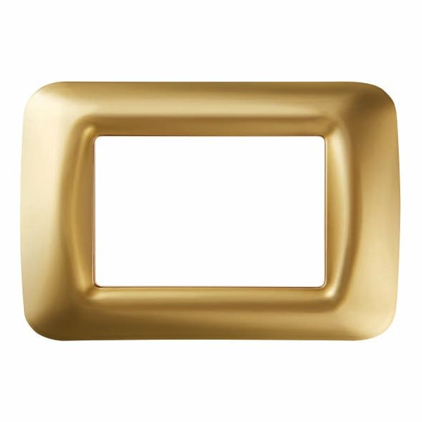 TOP SYSTEM PLATE - IN TECHNOPOLYMER GLOSS FINISH - 3 GANG - ANTIQUE GOLD - SYSTEM image 2