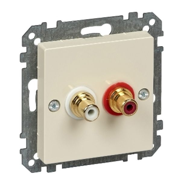 Socket-outlet for audio connection, white, glossy, System M image 2