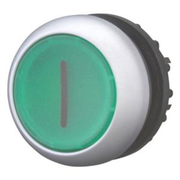 Illuminated pushbutton actuator, RMQ-Titan, Flush, momentary, green, inscribed, Bezel: titanium image 2