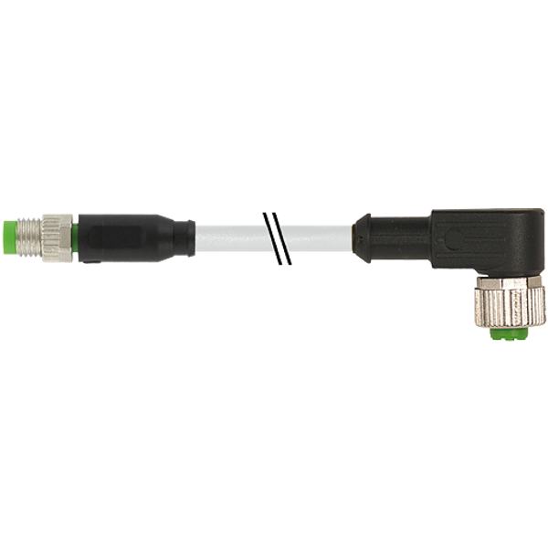 M8 male 0° / M12 female 90° A-cod. PUR 4x0.25 gy UL/CSA+drag 7.5m image 1