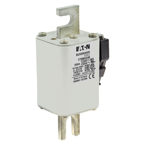 Fuse-link, high speed, 550 A, AC 1250 V, size 1, 53 x 69 x 138 mm, aR, DIN, IEC, single indicator image 19