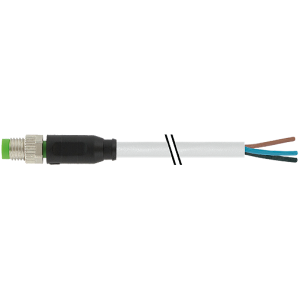 M8 male 0° A-cod. with cable PUR 3x0.25 gy UL/CSA+drag ch. 12m image 1