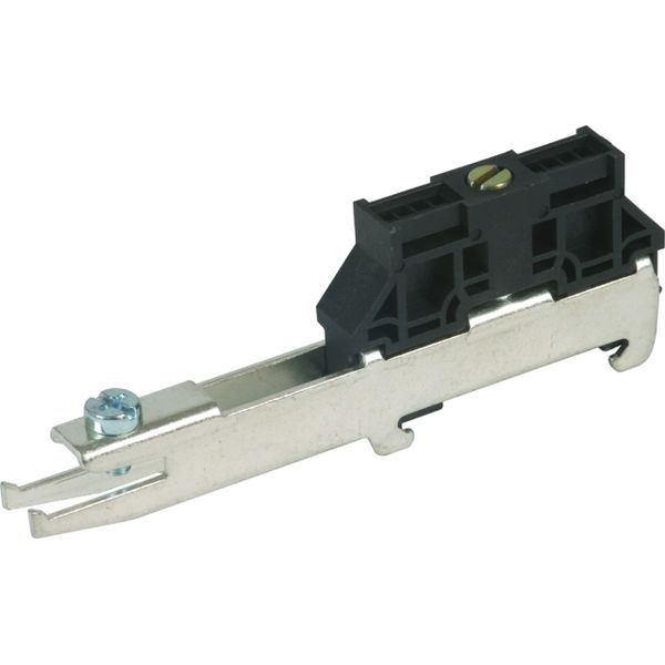 Rail support with one shield terminal, tin-plated steel, for busbars 1 image 1