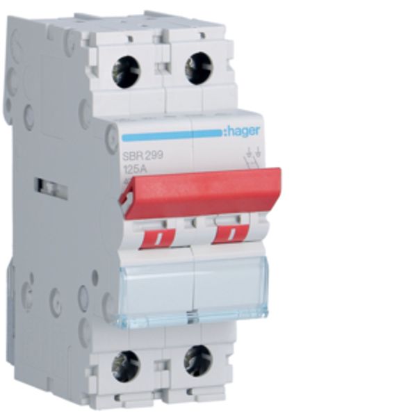 2-pole, 125A Modular Switch with Red Toggle image 1