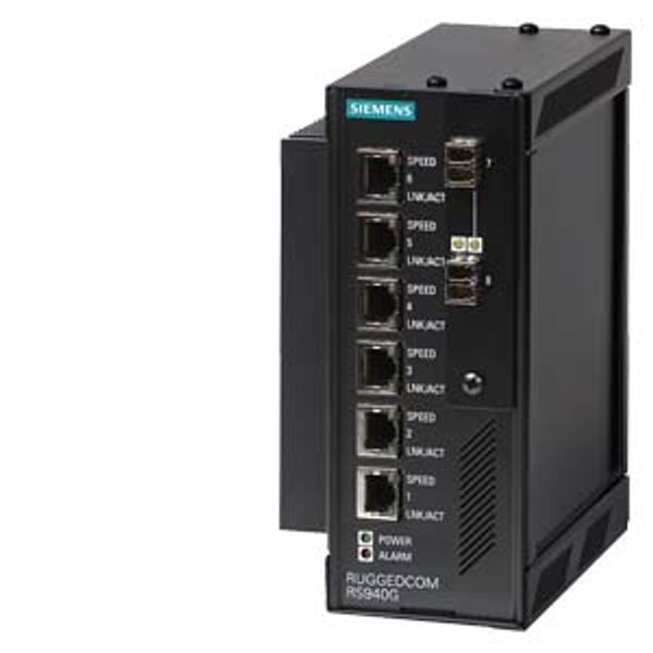 6GK6094-0GS23-0CA0-Z A03 RUGGEDCOM RS940G is an industrially hardened, fully managed Ethernet switch providing 6 or 8 ports of Gigabit Ethernet. 6 10/100/1000BaseTX triple speed copper image 1