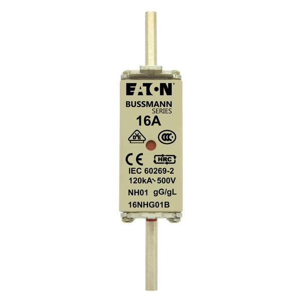 Fuse-link, LV, 16 A, AC 500 V, NH01, gL/gG, IEC, dual indicator, live gripping lugs image 9