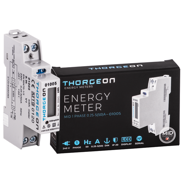 1-Phase DIN Energy Meter 50A MID certificate THORGEON image 1