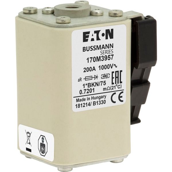 Fuse-link, high speed, 200 A, AC 1000 V, compact size 1, 43 x 61 x 74 mm, aR, IEC, UL, single indicator image 5