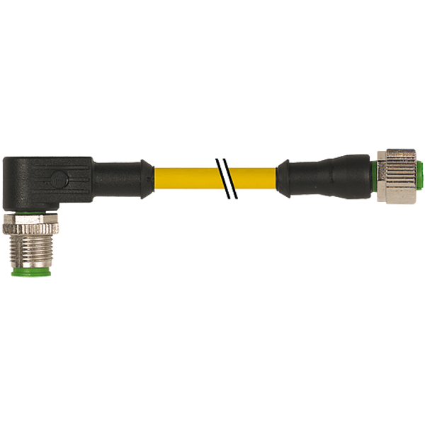 M12 male 90° / M12 female 0° A-cod. PUR 5x0.34 ye +robot+drag ch. 2m image 1