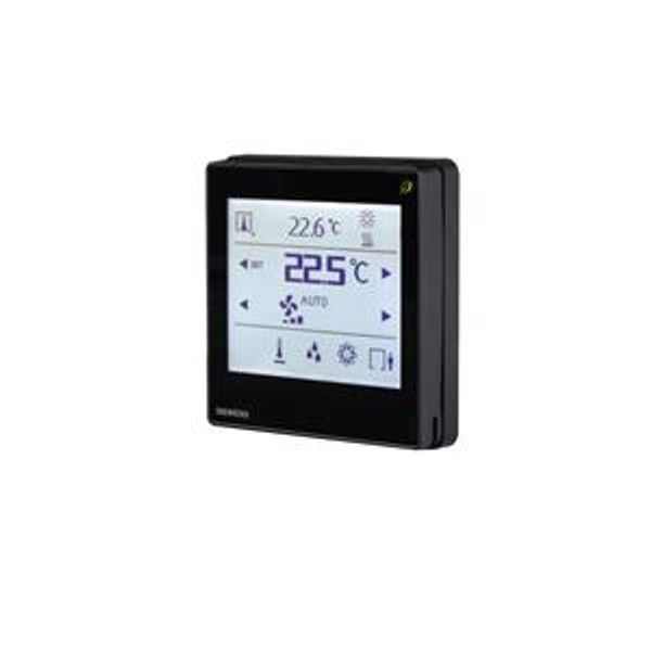 QMX3.P35H-BSC - Room operator unit KNX PL-Link with temperature sensor, Dot matrix backlit display, touchscreen, black image 1