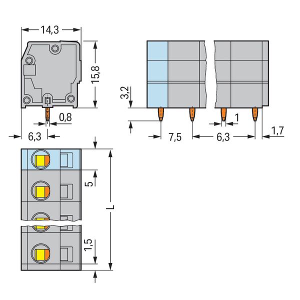 PCB terminal block 2.5 mm² Pin spacing 7.5 mm gray image 4