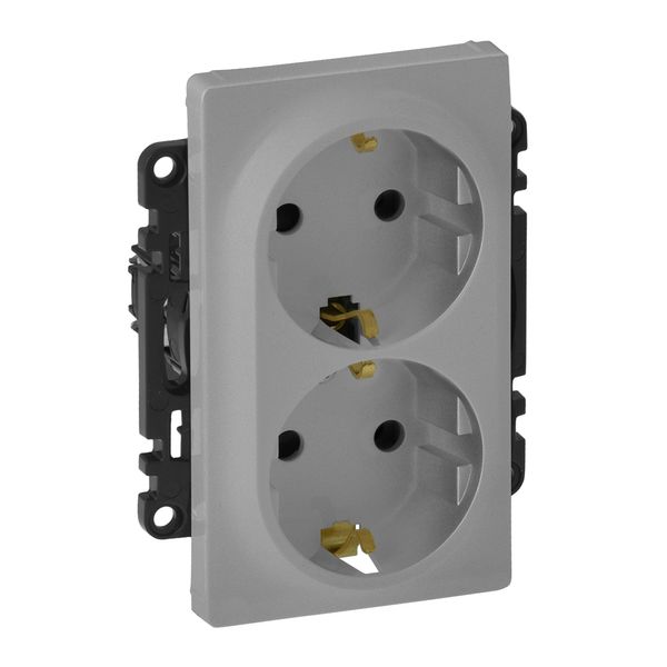 2x2P+E socket with shutters Valena Life - German std - 16 A - 250 V~ - alu image 1