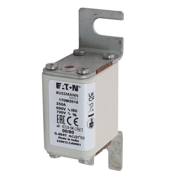 Fuse-link, high speed, 250 A, AC 690 V, DIN 00, 30 x 51 x 100 mm, aR, DIN, IEC, single indicator image 18