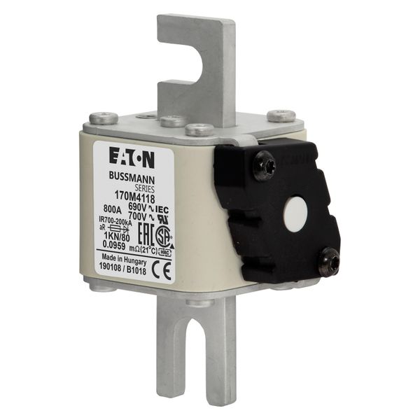 Fuse-link, high speed, 800 A, AC 690 V, DIN 1, 53 x 69 x 108 mm, aR, DIN, IEC, single indicator image 6