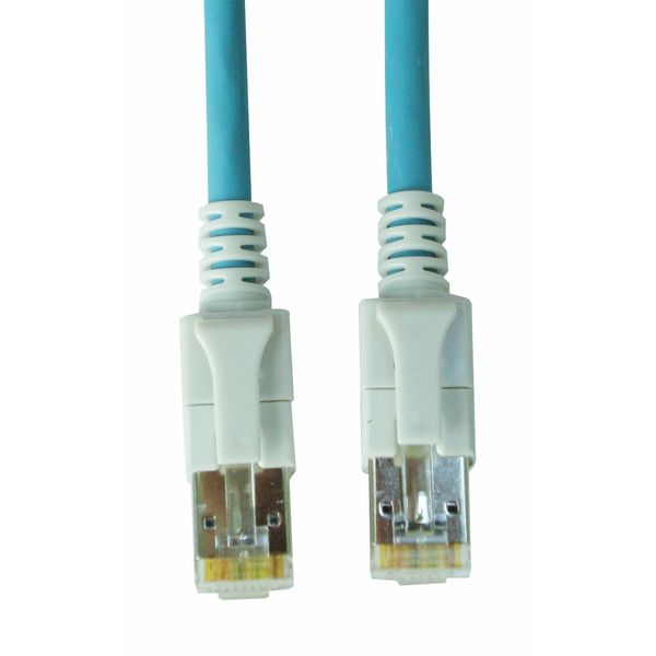 LED Patchcord RJ45 shielded, Cat.6a 10GB, LS0H, blue, 5.0m image 1