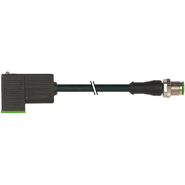 M12 male 0° A-cod. / MSUD valve plug CI-9.4mm PVC 3x0.75 bk 0.4m image 1
