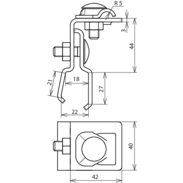 Roof conductor holder Al for Rd 6-10mm f. tin roofs with rectang. stan image 2