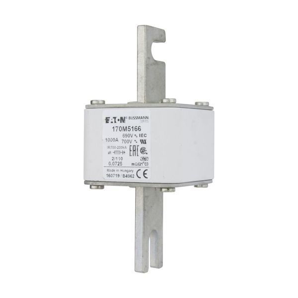 Fuse-link, high speed, 1000 A, AC 690 V, DIN 2, 61 x 61 x 108 mm, aR, DIN, IEC, single indicator, 110 mm centres image 7