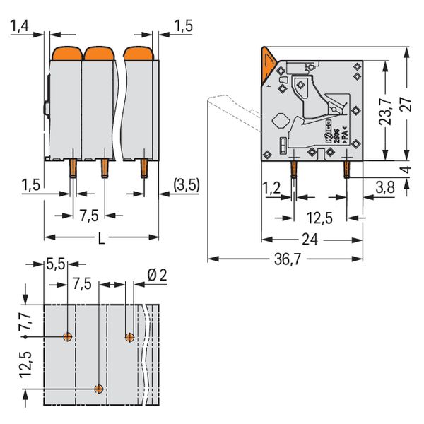 PCB terminal block lever 6 mm² gray image 6