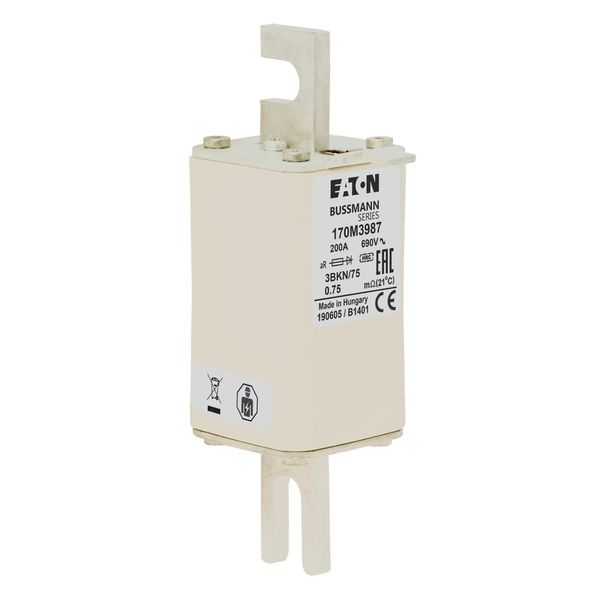 Fuse-link, high speed, 200 A, AC 1000 V, compact DIN 1, 43 x 61 x 138 mm, aR, DIN, IEC, type T indicator image 9