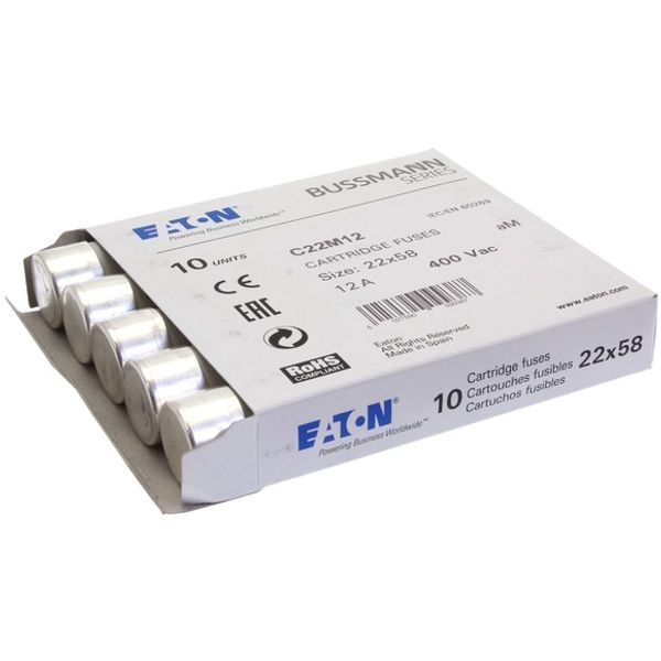 Fuse-link, LV, 12 A, AC 690 V, 22 x 58 mm, aM, IEC image 1