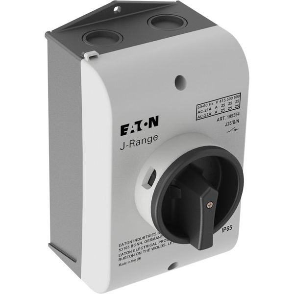 Main switch, 25 A, surface mounting, 3 pole + N, STOP function, With black rotary handle and locking ring, Lockable in the 0 (Off) position image 6