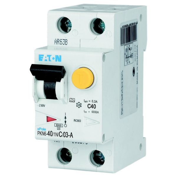 RCD/MCB combination, 40 A, 300 mA, MCB trip characteristic: C, 1p+N, RCD trip characteristic: A image 5