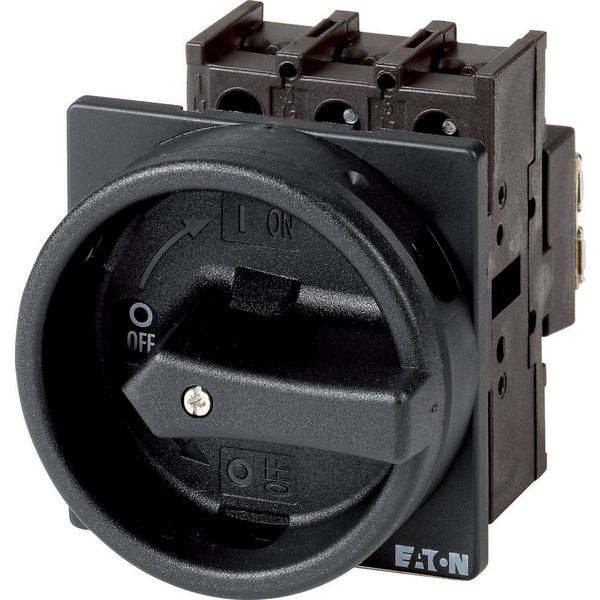 Main switch, P1, 32 A, flush mounting, 3 pole + N, 1 N/O, 1 N/C, STOP function, With black rotary handle and locking ring, Lockable in the 0 (Off) pos image 7