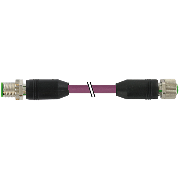 M12 male 0°/M12 fem. 0° B-cod. PUR AWG24+22 shielded vt+drag-ch 2.5m image 1